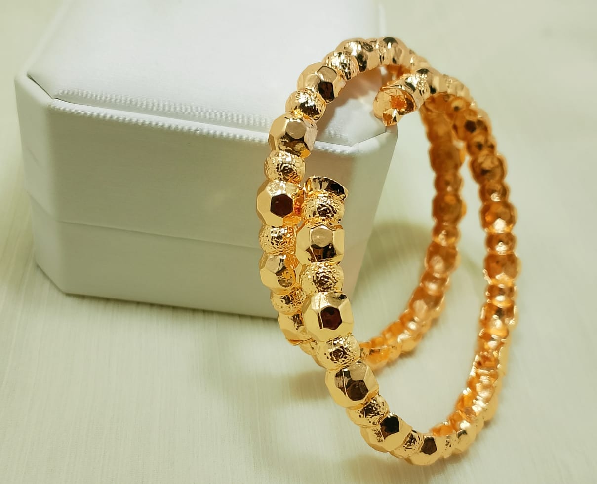 Printed 2 pieces gold plated bangles