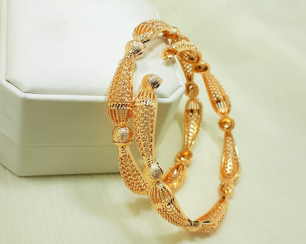 Printed 2 pieces gold plated bangles