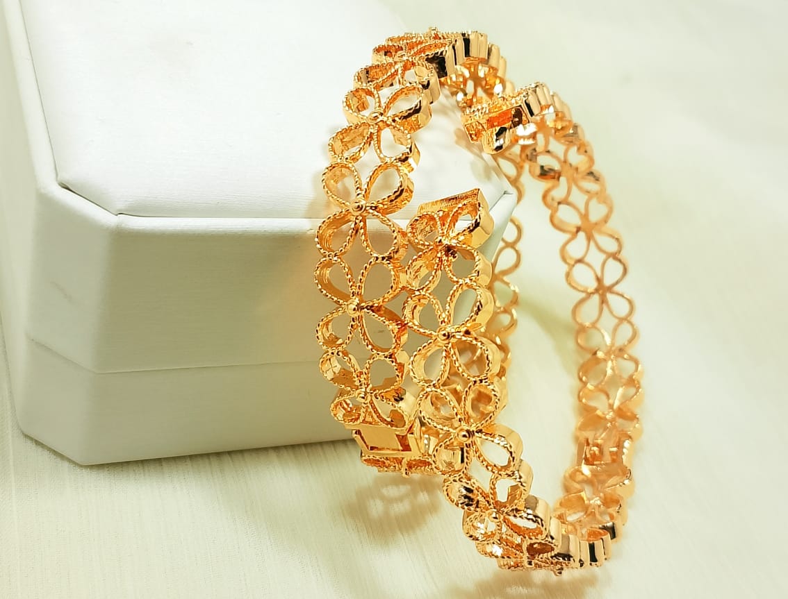 Printed 2 pieces gold plated bangles