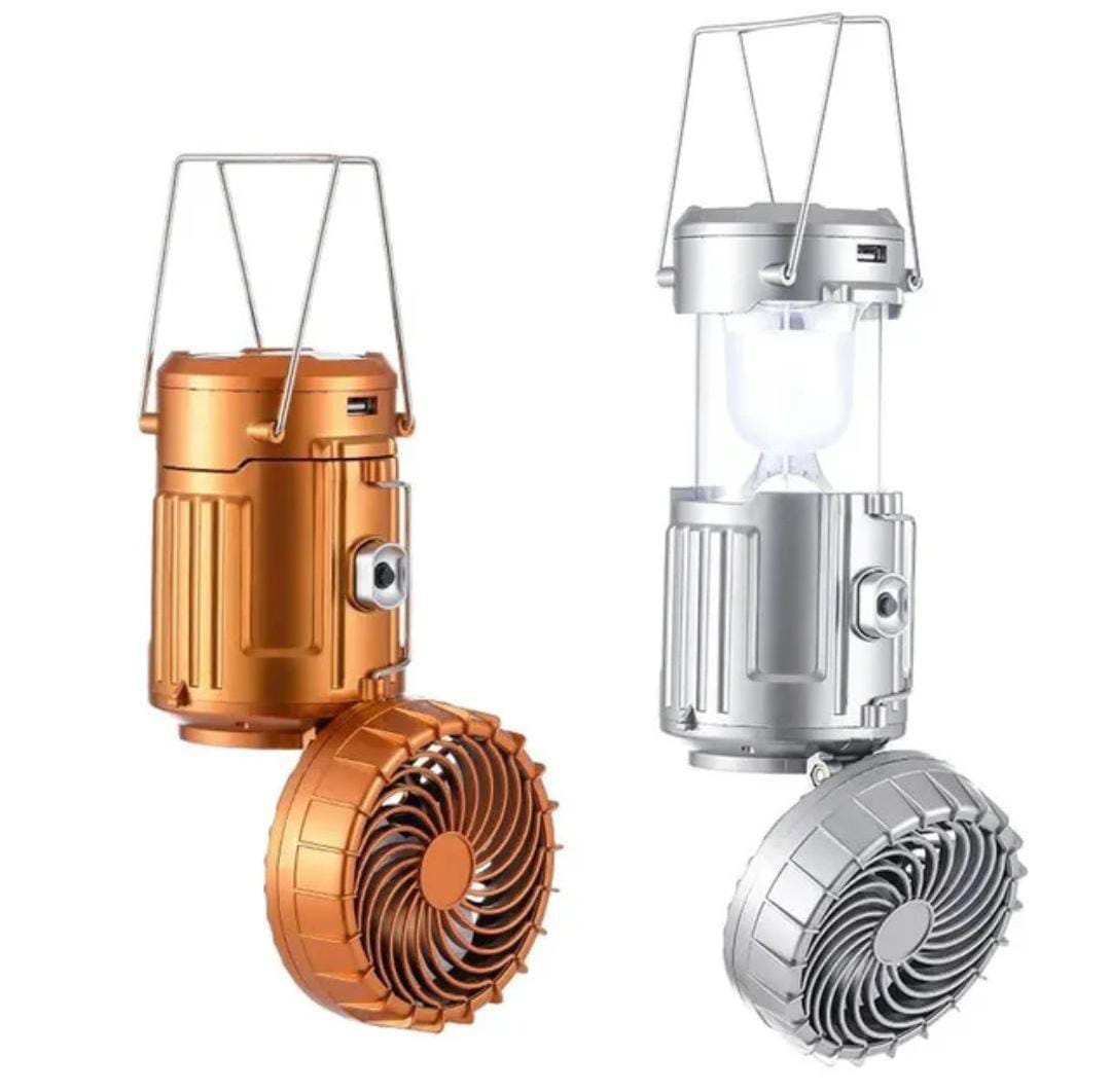 6 in 1 portable outdoor LED camping lantern with fan solar charge rechargeable light energy